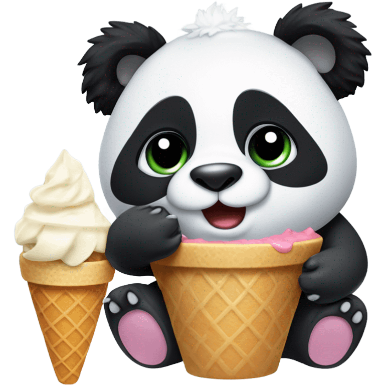 Panda eating ice cream emoji