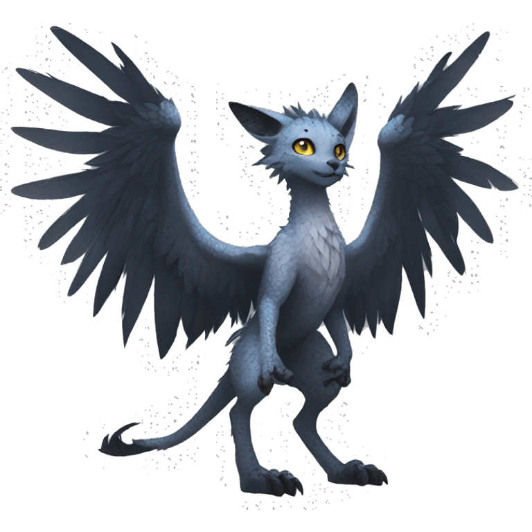 Anthro cool edgy Trico winged animal hybrid full body emoji