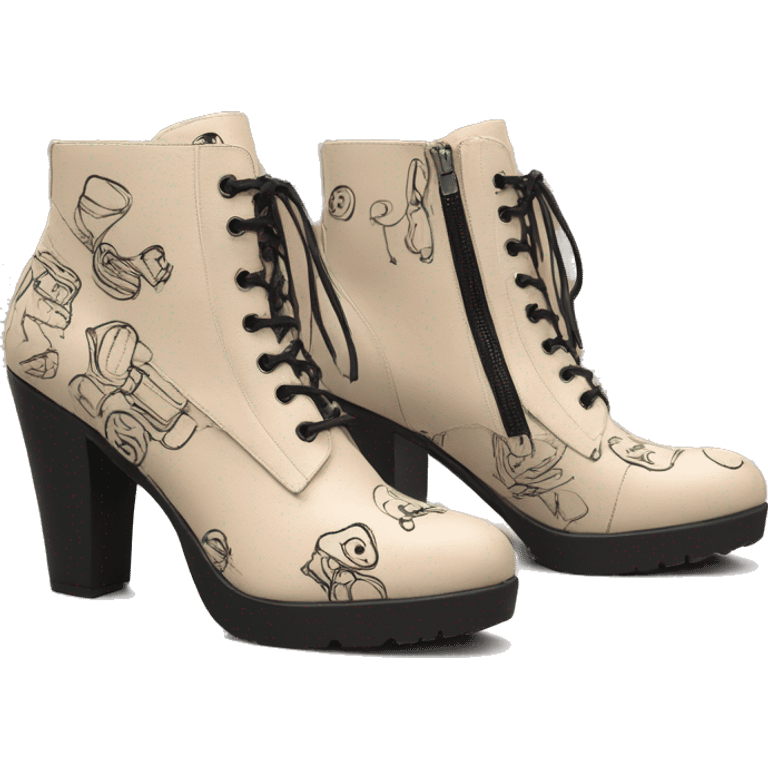 heels-boot-beige-with-black-doodles-zip emoji