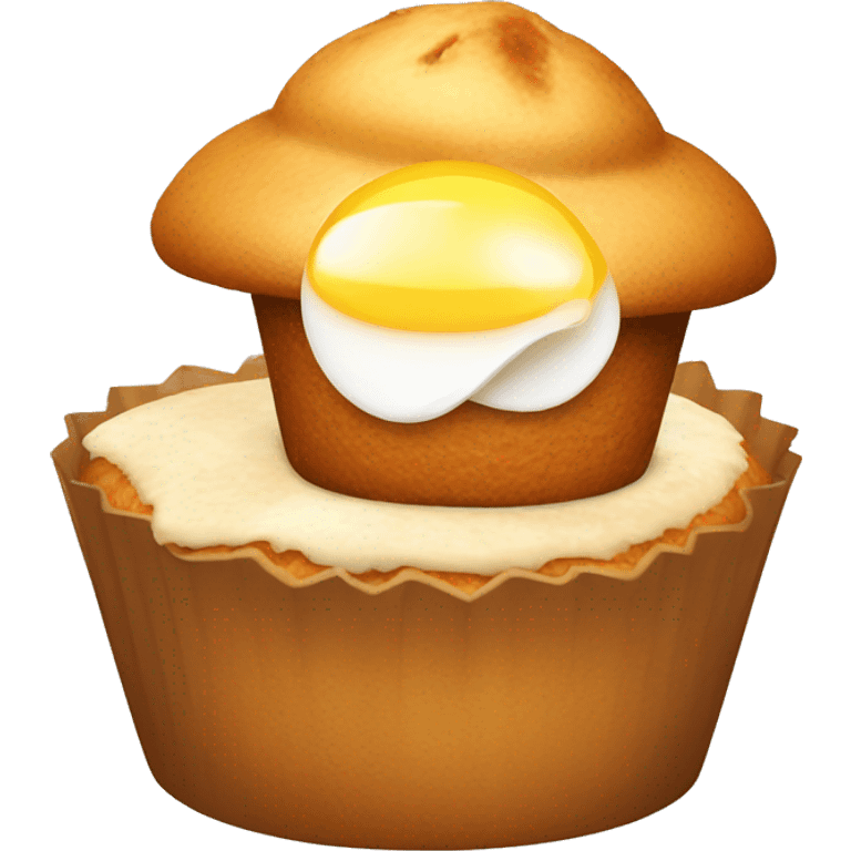 Muffin with egg and chicken emoji