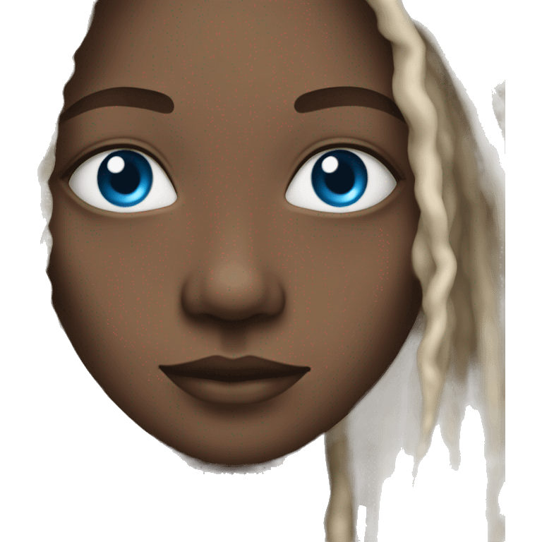 african american mae, white dreads, blue eyes emoji