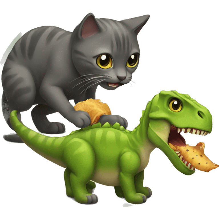 Cat eating dinosaur  emoji