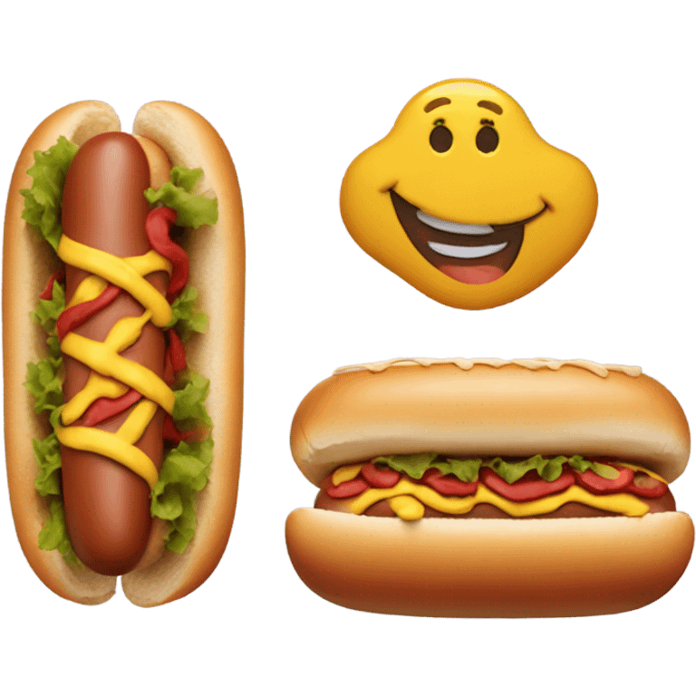 Happy hot dog emoji