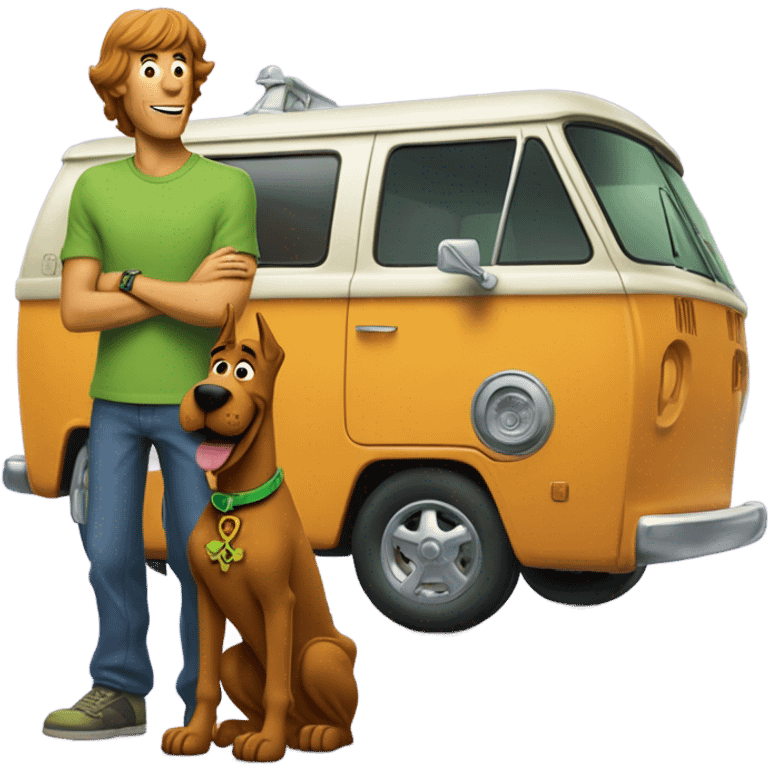 Scooby doo and shaggy with the mystery machine emoji