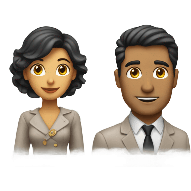 A Hispanic man and woman standing in front of an infinity symbol in by the Eiffel Tower  emoji