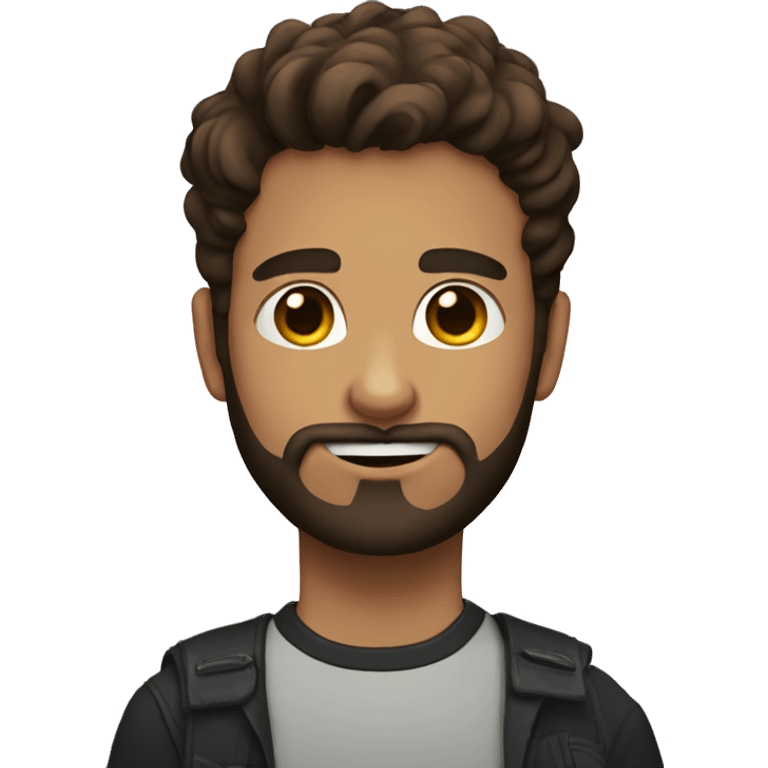 boy with beard and brown hair cruly with black cat emoji