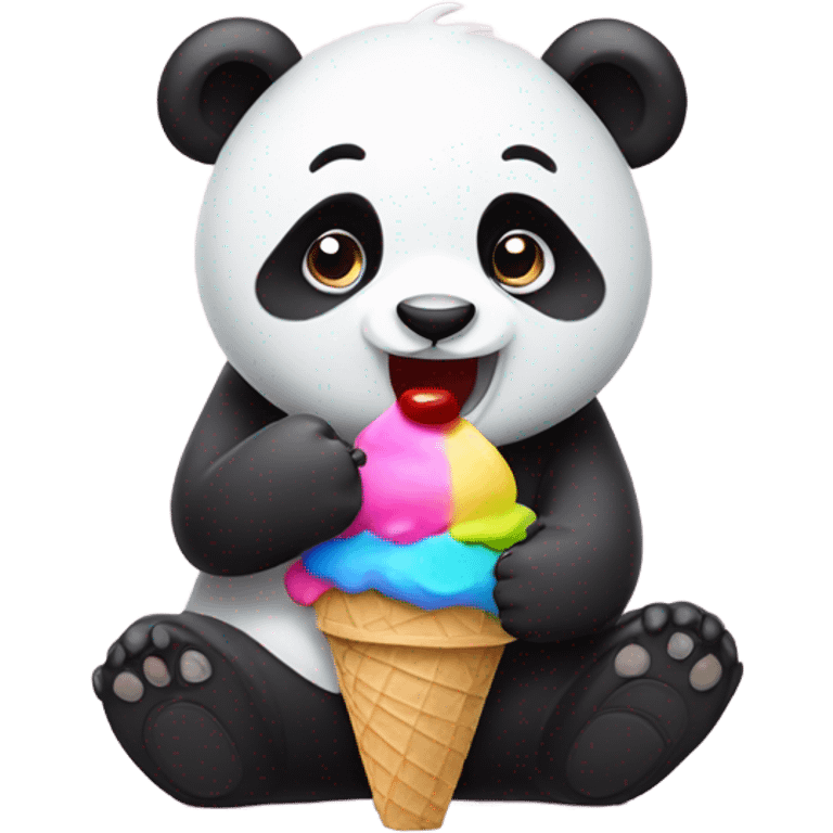 Panda eating ice cream emoji