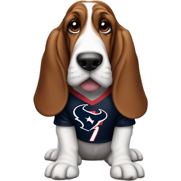 Basset-Hound wearing a Houston Texans jersey emoji