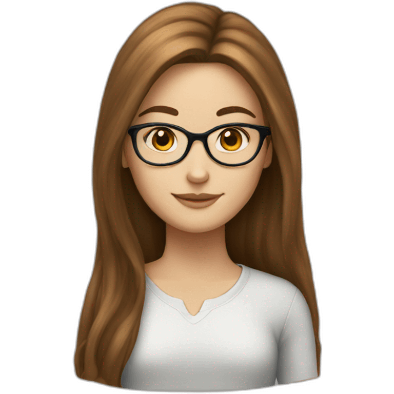 White girl with long brown hair and glasses emoji