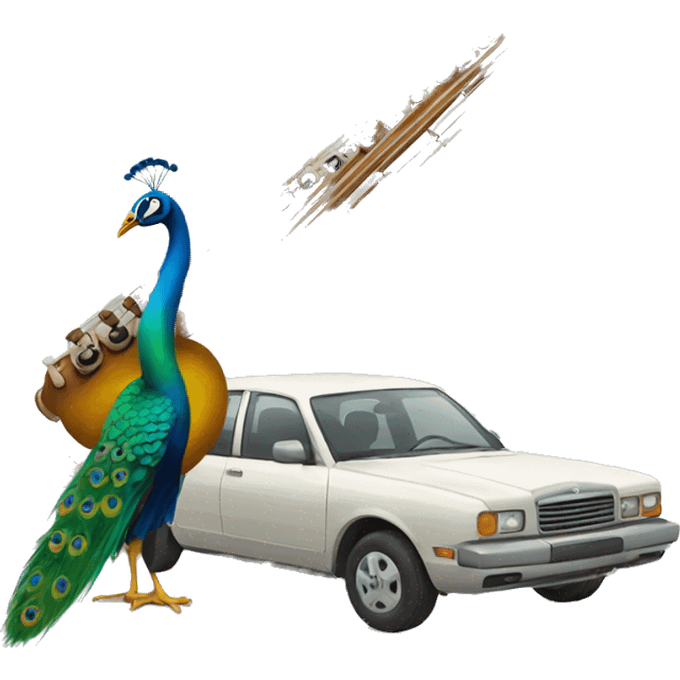 Bansuri with peacock car emoji