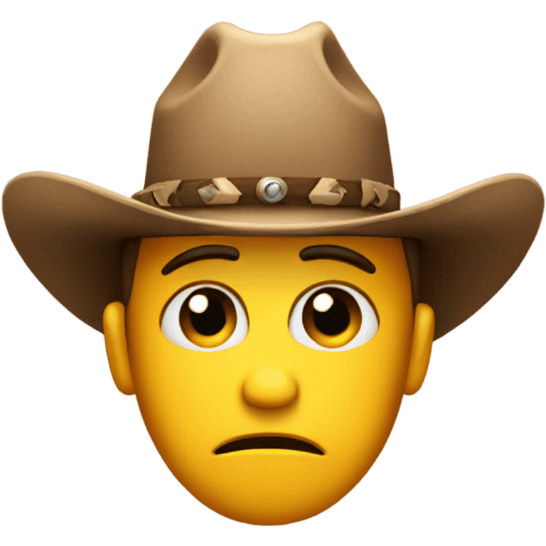 Sad emoji with cowboy hat emoji