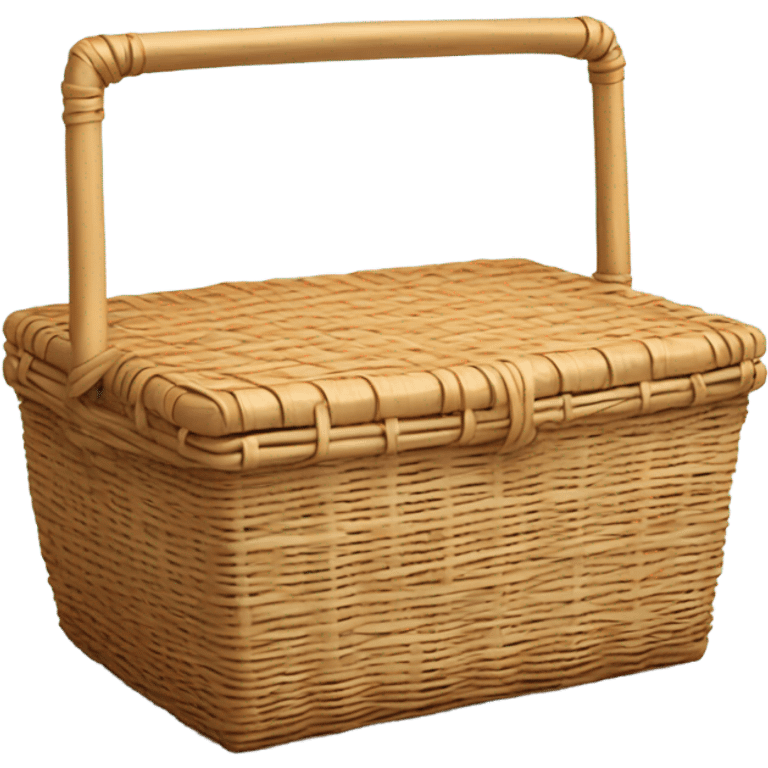 Realistic isolated small outdoors wicker picnic basket. emoji