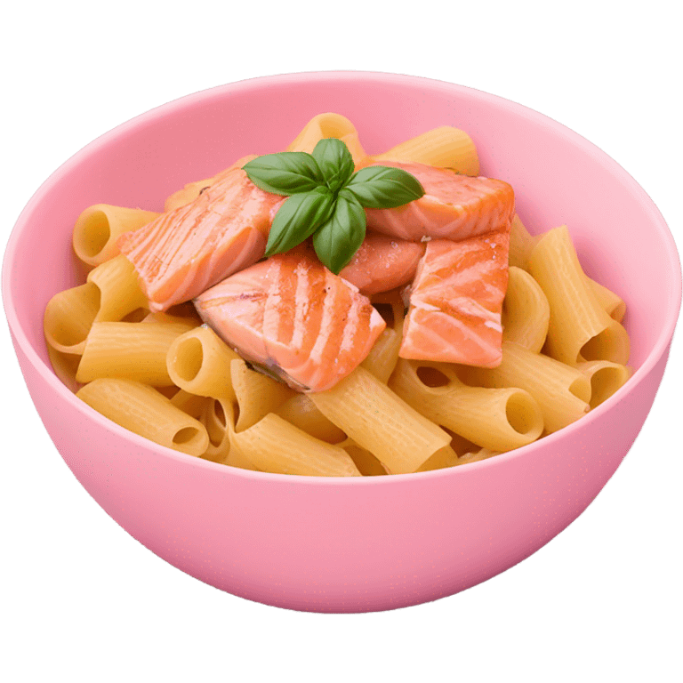 Tuscan salmon pasta in pink bowl emoji