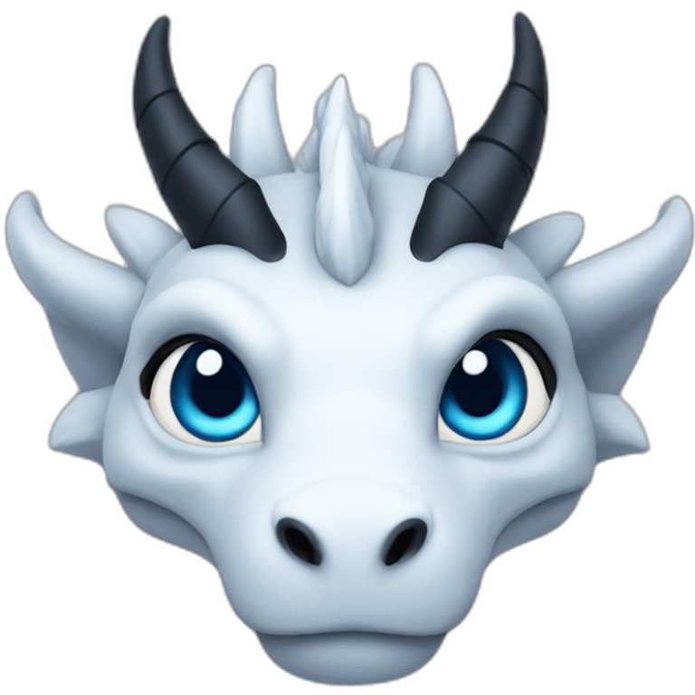 White dragon with black markings with blue eyes emoji