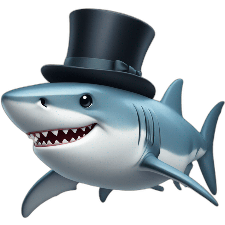 Shark with a top hat emoji