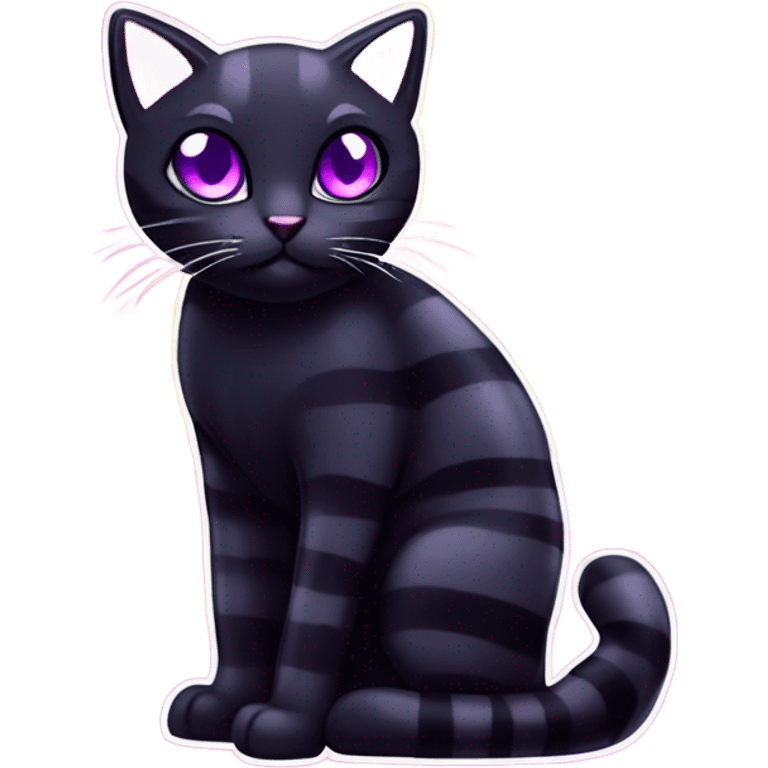 Lisa Frank black cat with purple stripes ￼ emoji