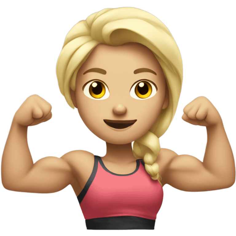 Blonde girl flexing muscles emoji