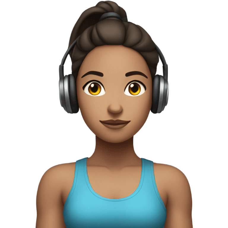 Brunette gym girl with headphones emoji