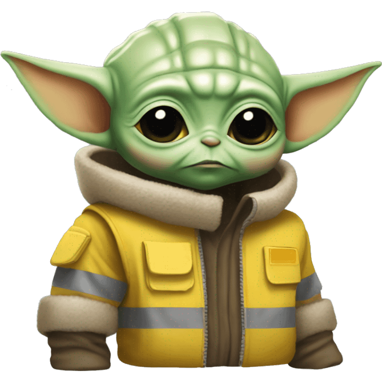 Baby Yoda  wore a "yellow" construction helmet emoji