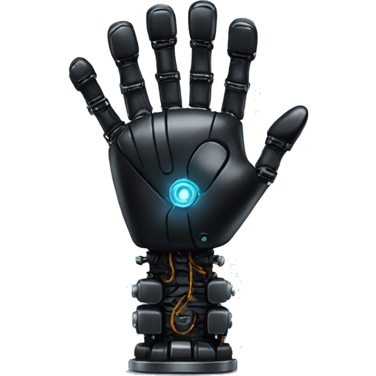 black robotic victory hand emoji