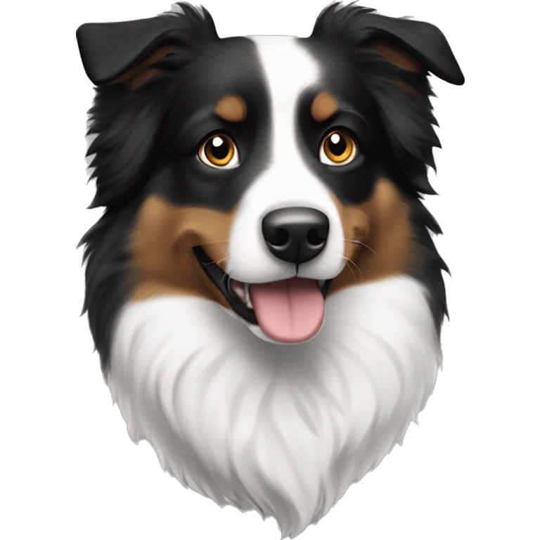 Fluffy Black and white Australian shepherd dog  emoji