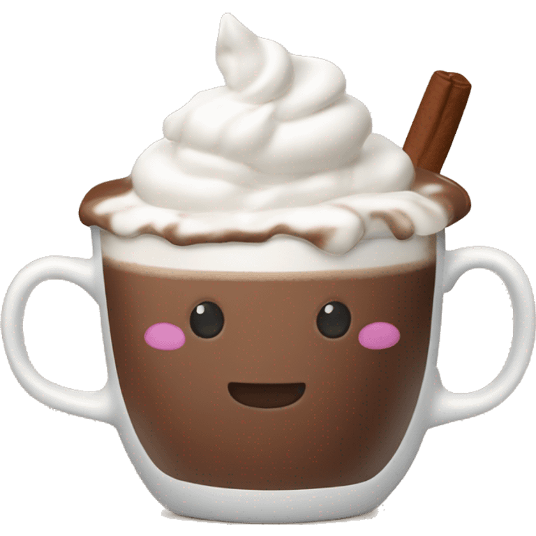 Hot chocolate with whipped cream and marshmallows emoji