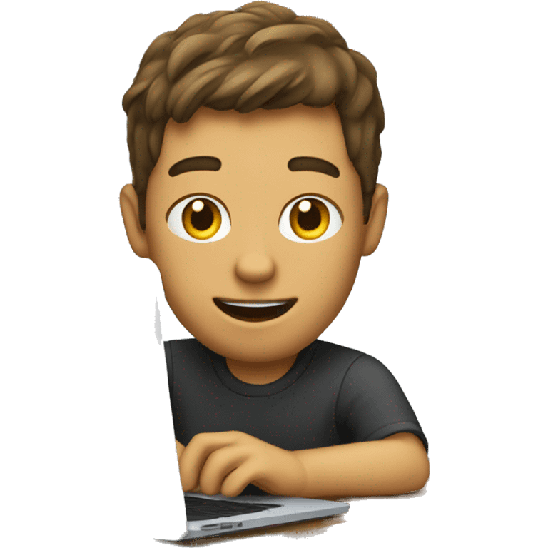 Video editor working on his mac book emoji