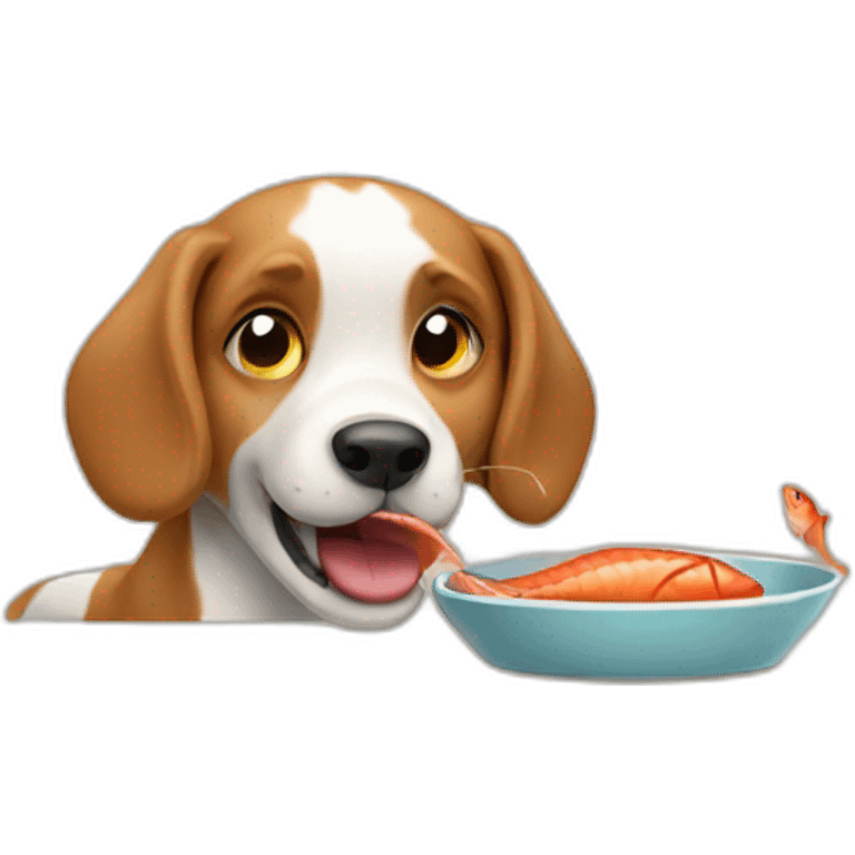 dog eating fish emoji