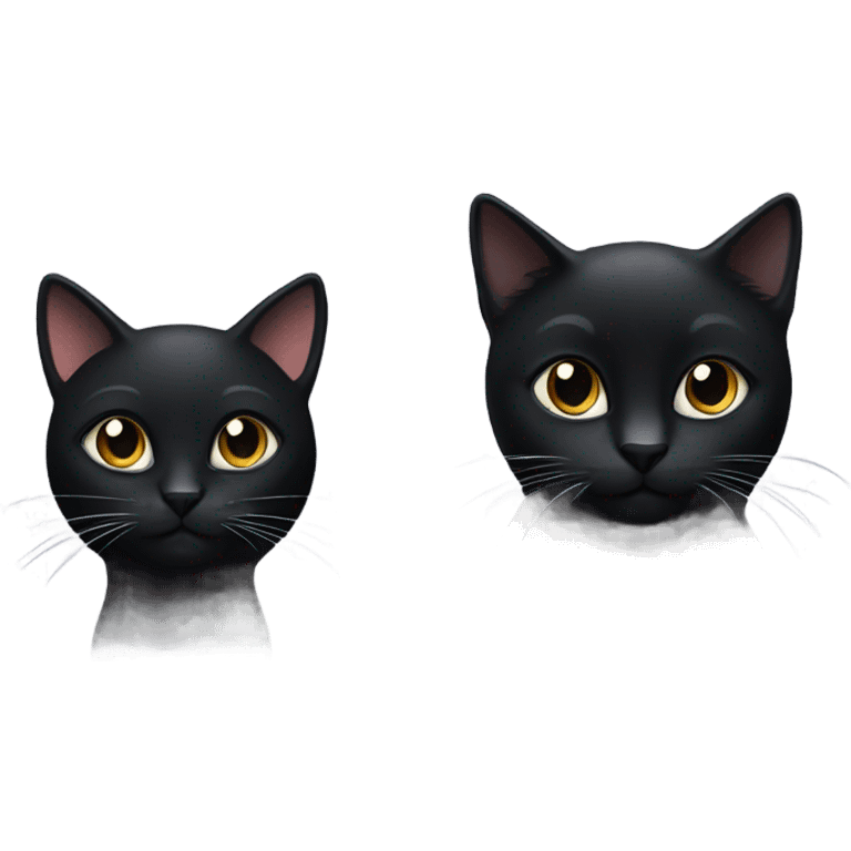 Black cat and small black and white cat  emoji