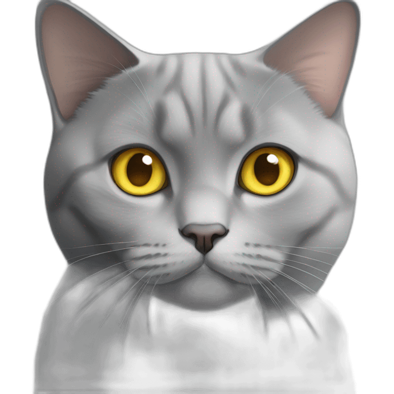 A british shorthair cat in schildpatt with yellow eyes emoji