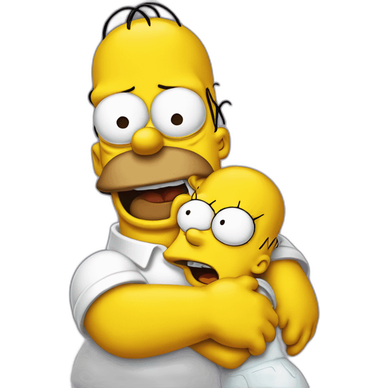 Simpsons hug and upset and cring emoji