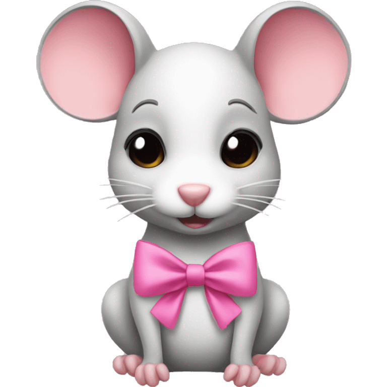 make a rat with cute pink bows emoji