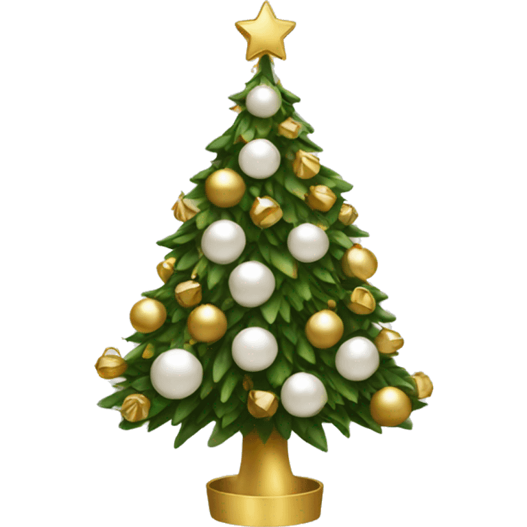 Christmas tree with white and gold decorations emoji