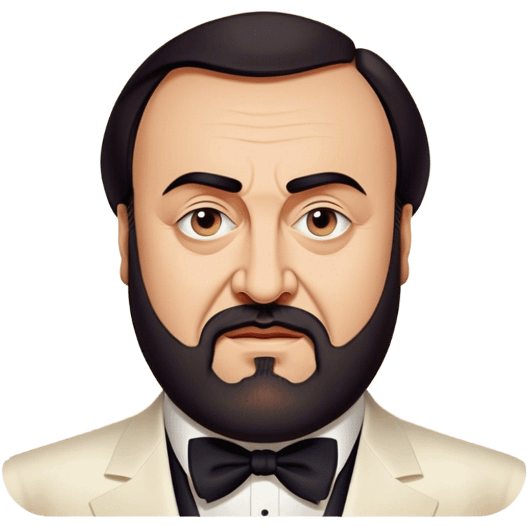 Cinematic Realistic Luciano Pavarotti Portrait Emoji, depicted as a charismatic operatic tenor with expressive eyes and commanding stage presence, rendered with rich elegant textures and warm theatrical lighting that captures his timeless vocal brilliance. emoji