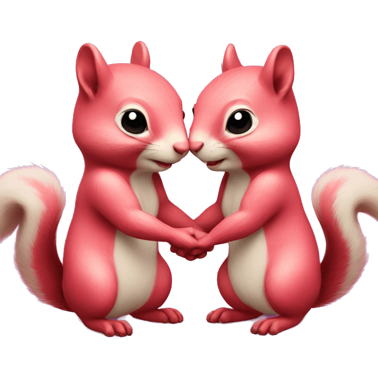 Pink Squirrels holding hands in love  emoji