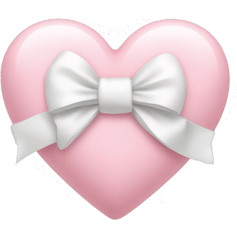 Pastel pink heart with white bow emoji