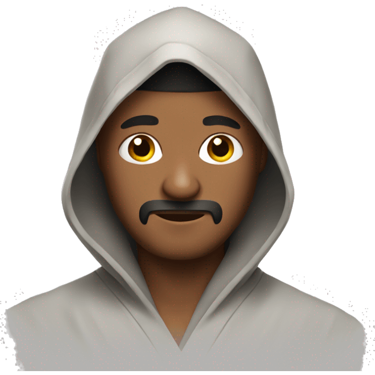 Brown man with a robe wearing a ninja mask emoji