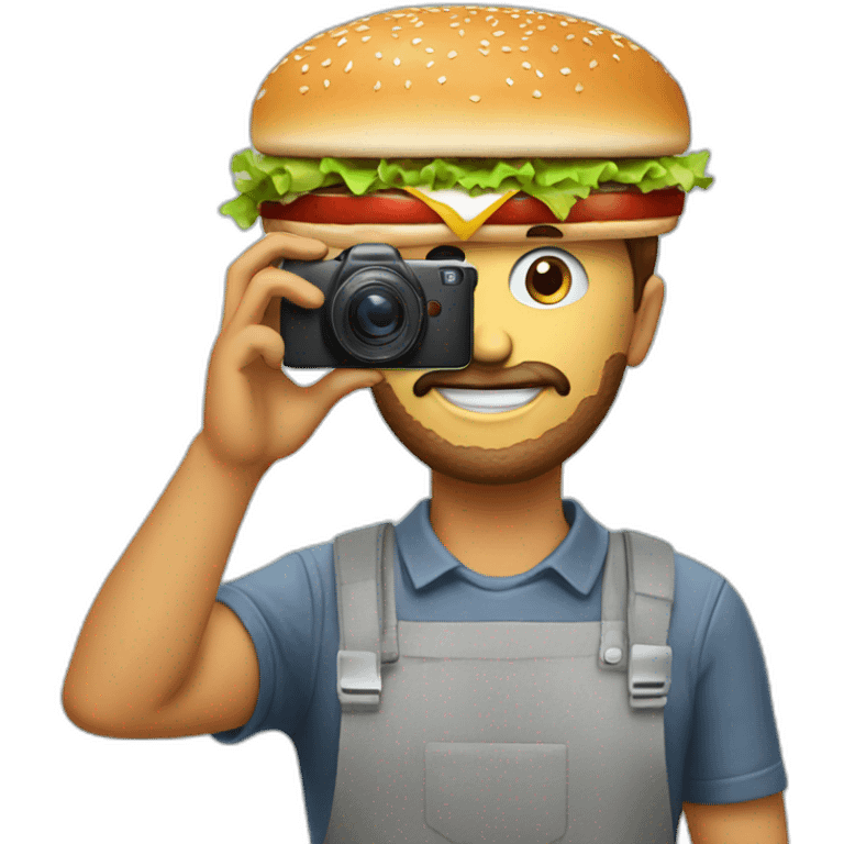 taking a picture of a burger emoji