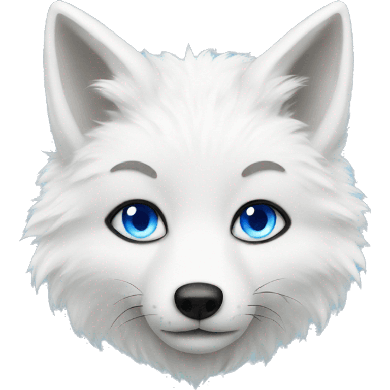 Fluffy white fox with blue eyes emoji