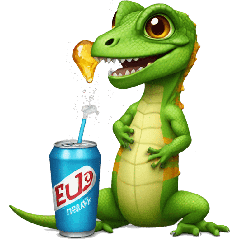 lizard with soda emoji