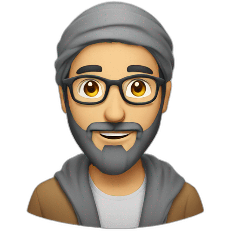 bearded arab man with grey glasses and winking emoji