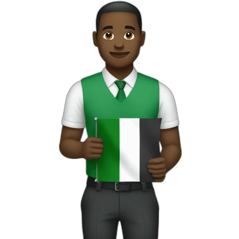 A black man holding Nigerian flag emoji