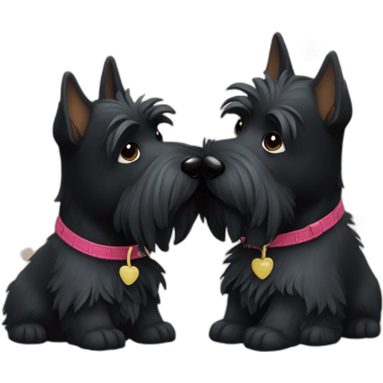 Two black Scottish terrier kissing emoji