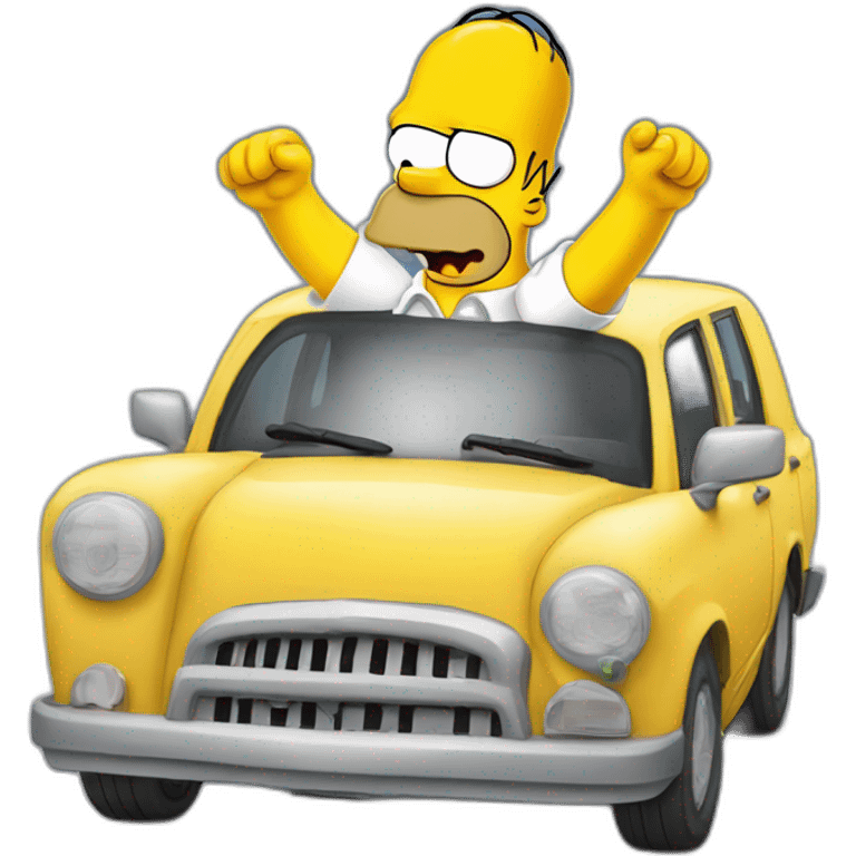 Homer Simpson dans une voiture emoji