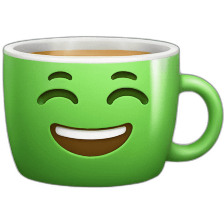 Green coffee mug steaming aroma emoji