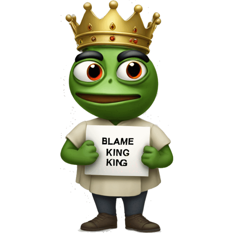 pepe holding Sign that reads Blame King emoji