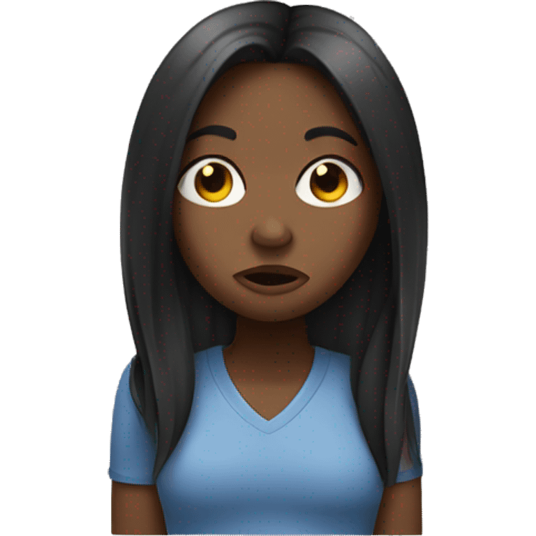 Black girl with straight hair plugging her nose and crying  emoji