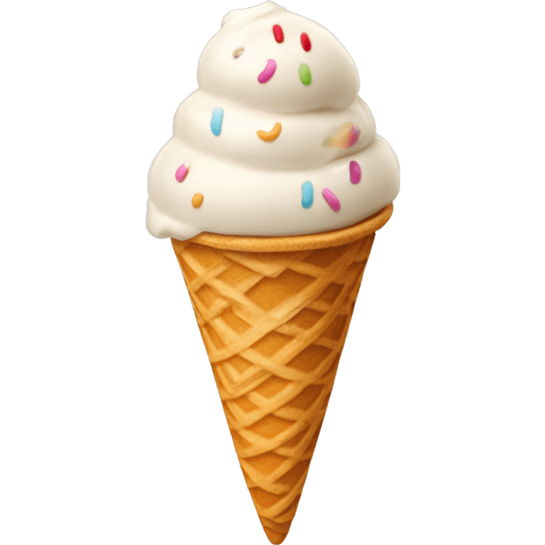 vanillaicecream cone whit a chery on top emoji