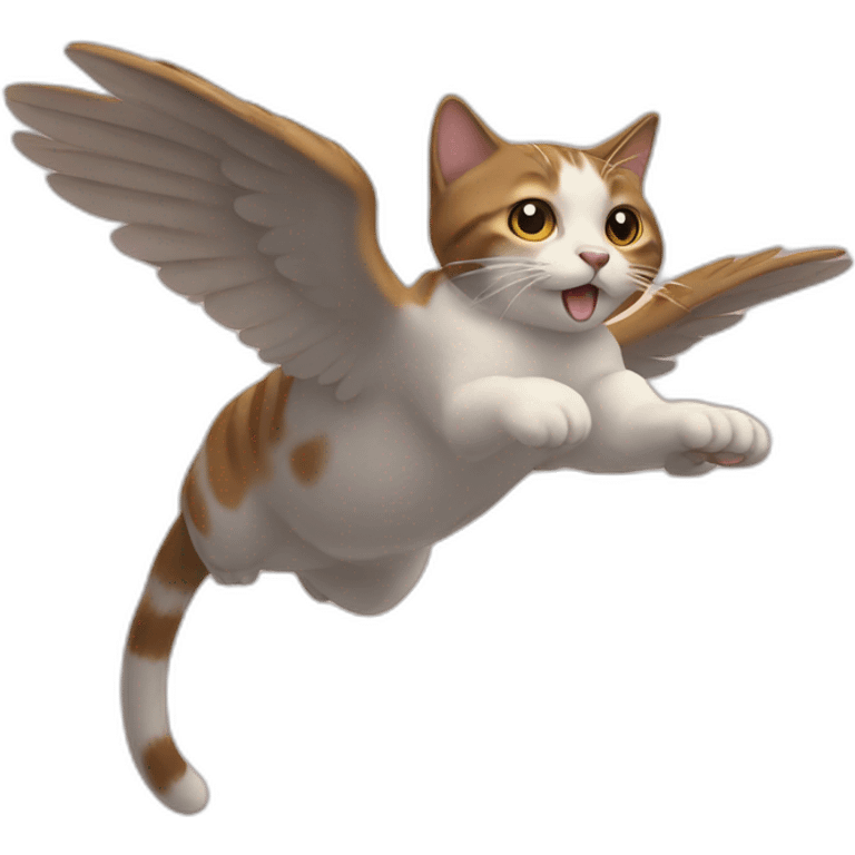 cat flying on bird emoji