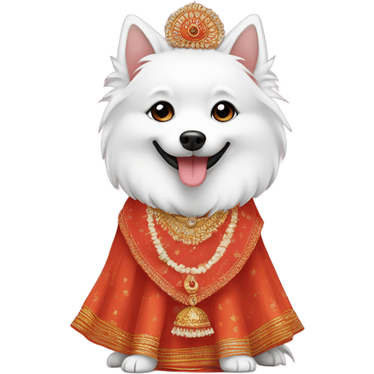 Japanese spitz with Indian lehenga emoji